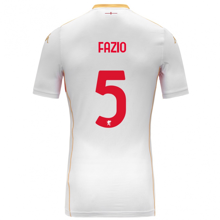 גברים כדורגל Lorenzo Fazio #5 לבן אדום הרחק ג'רזי 2025/26