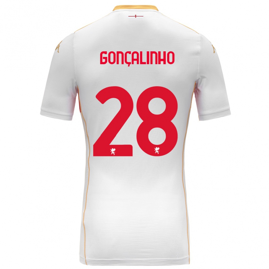 גברים כדורגל João Gonçalinho #28 לבן אדום הרחק ג'רזי 2025/26