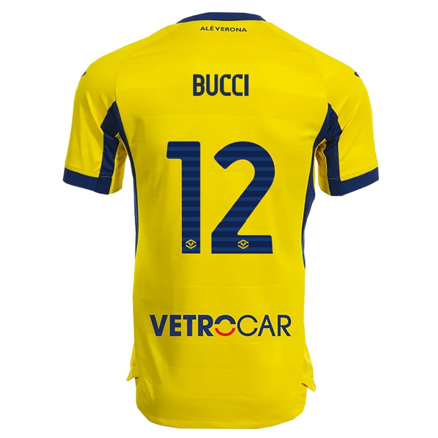 גברים כדורגל Irene Bucci #12 צהוב נייבי הרחק ג'רזי 2025/26