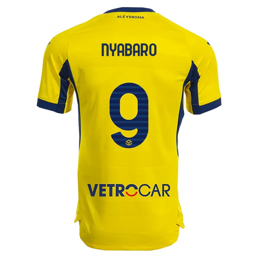 גברים כדורגל Nicholas Nyabaro #9 צהוב נייבי הרחק ג'רזי 2025/26