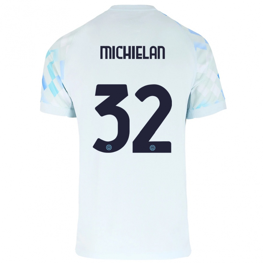גברים כדורגל Mattia Michielan #32 לבן כחול הרחק ג'רזי 2025/26