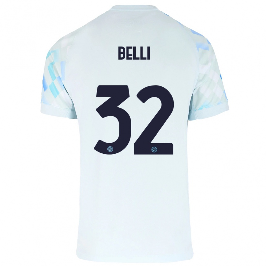 גברים כדורגל Elena Belli #32 לבן כחול הרחק ג'רזי 2025/26