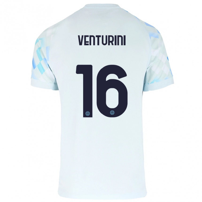 גברים כדורגל Matteo Venturini #16 לבן כחול הרחק ג'רזי 2025/26
