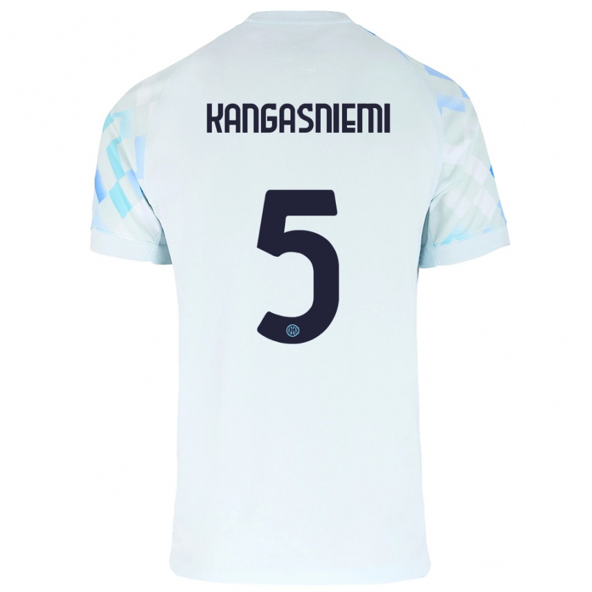 גברים כדורגל Ilari Kangasniemi #5 לבן כחול הרחק ג'רזי 2025/26