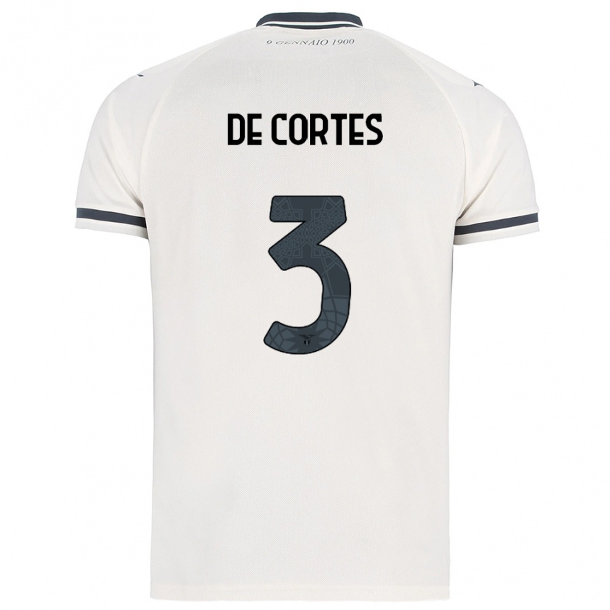 גברים כדורגל Alessandro De Cortes #3 לבן נייבי הרחק ג'רזי 2025/26