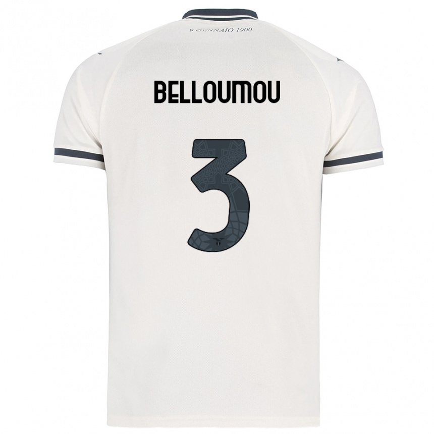 גברים כדורגל Inès Belloumou #3 לבן נייבי הרחק ג'רזי 2025/26