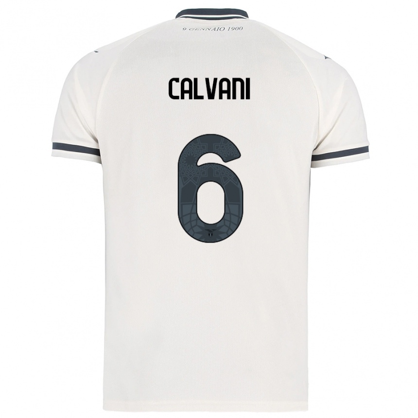 גברים כדורגל Lorenzo Calvani #6 לבן נייבי הרחק ג'רזי 2025/26