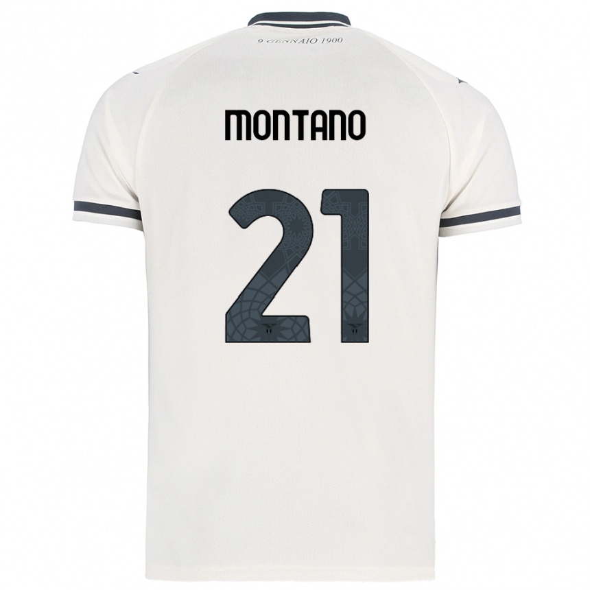 גברים כדורגל Tommaso Montano #21 לבן נייבי הרחק ג'רזי 2025/26