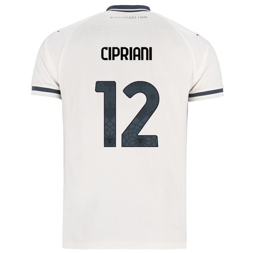 גברים כדורגל Alessio Cipriani #12 לבן נייבי הרחק ג'רזי 2025/26