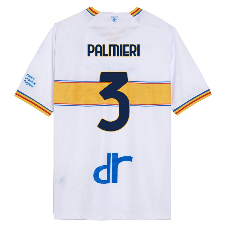 גברים כדורגל Andrea Palmieri #3 לבן צהוב הרחק ג'רזי 2025/26