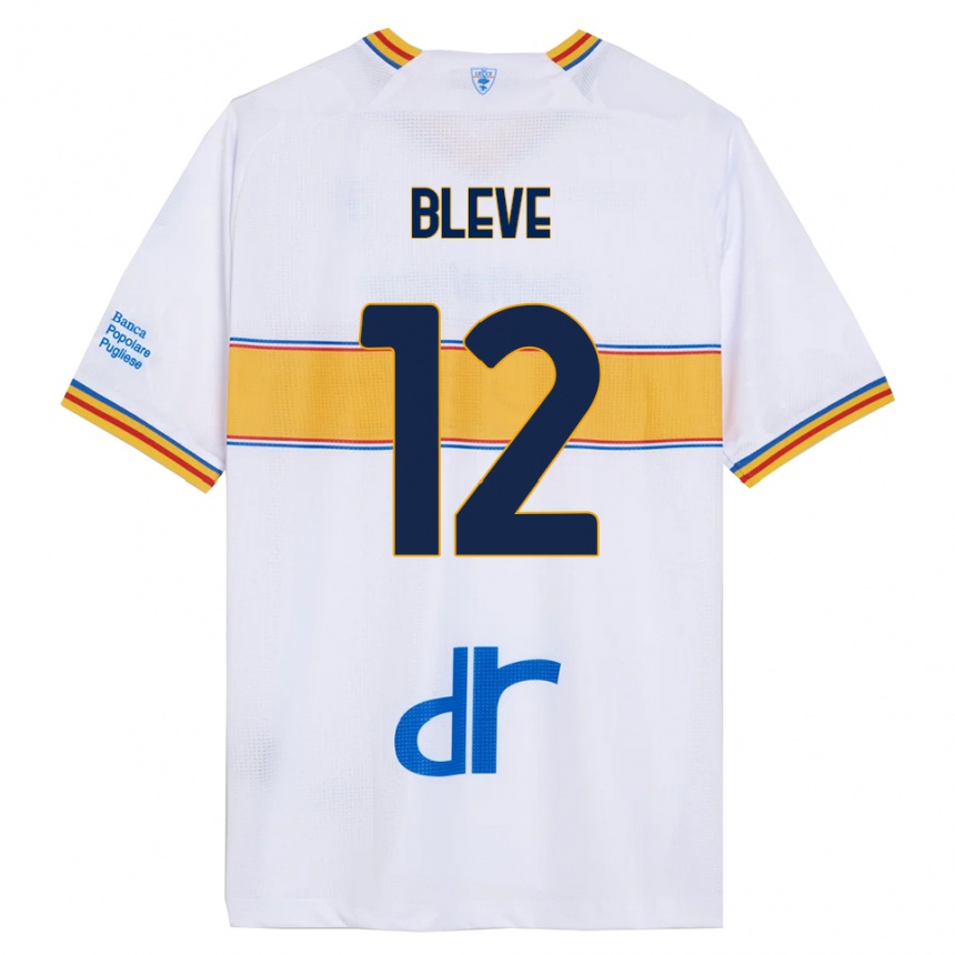 גברים כדורגל Daniele Bleve #12 לבן צהוב הרחק ג'רזי 2025/26