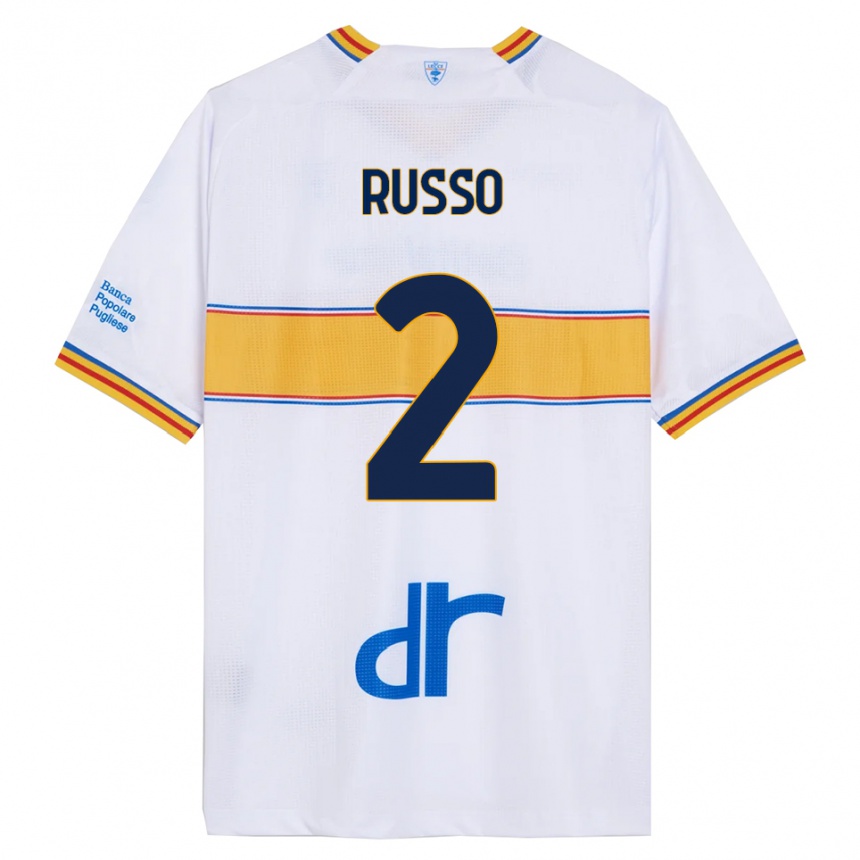 גברים כדורגל Luca Russo #2 לבן צהוב הרחק ג'רזי 2025/26