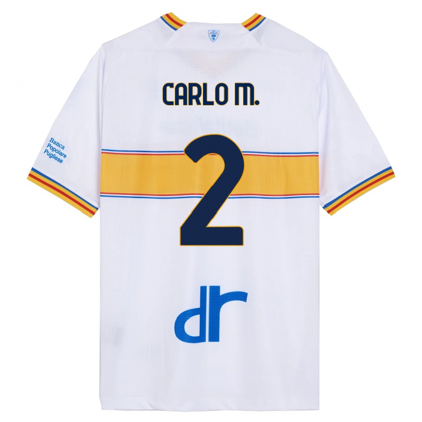 גברים כדורגל Carlo Mariano #2 לבן צהוב הרחק ג'רזי 2025/26