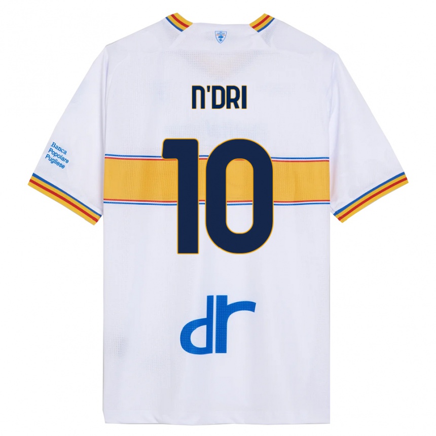 גברים כדורגל Konan N’dri #10 לבן צהוב הרחק ג'רזי 2025/26