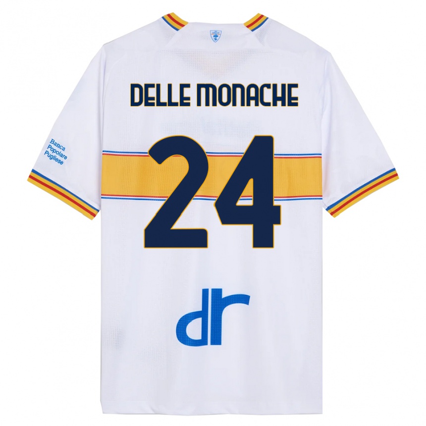 גברים כדורגל Marco Delle Monache #24 לבן צהוב הרחק ג'רזי 2025/26
