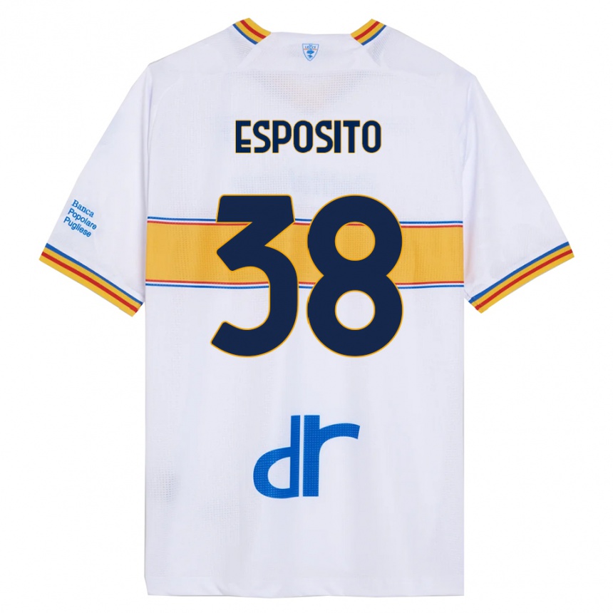 גברים כדורגל Pasquale Esposito #38 לבן צהוב הרחק ג'רזי 2025/26