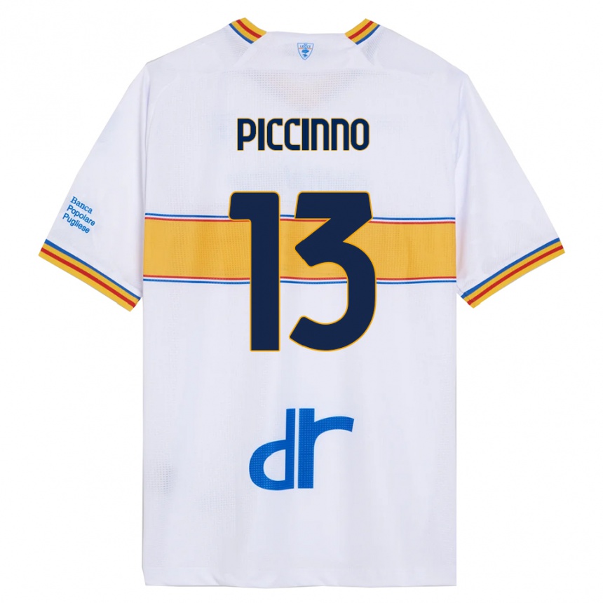 גברים כדורגל Daniele Piccinno #13 לבן צהוב הרחק ג'רזי 2025/26