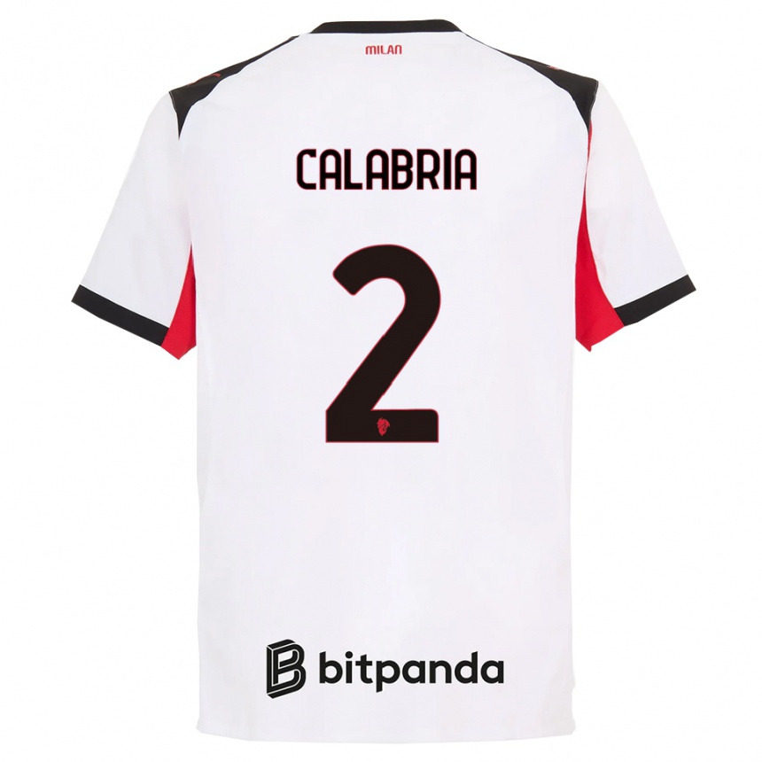 גברים כדורגל דוידה קלאבריה #2 לבן שחור הרחק ג'רזי 2025/26