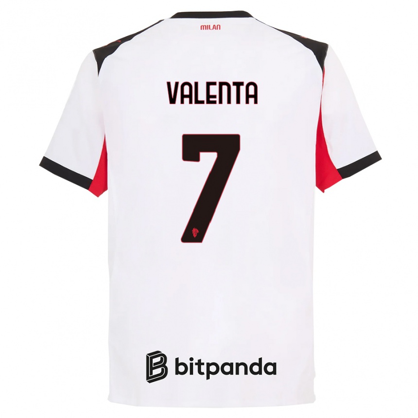 גברים כדורגל Tommaso Valenta #7 לבן שחור הרחק ג'רזי 2025/26