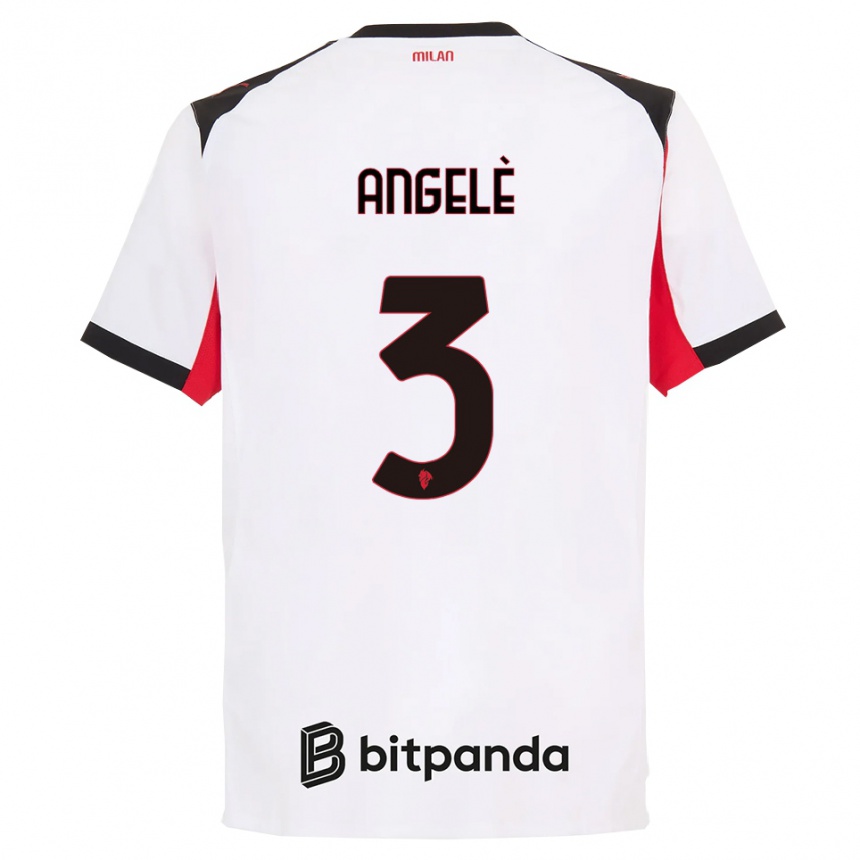 גברים כדורגל Gregorio Angelè #3 לבן שחור הרחק ג'רזי 2025/26