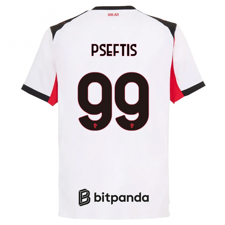 גברים כדורגל Fotios Pseftis #99 לבן שחור הרחק ג'רזי 2025/26