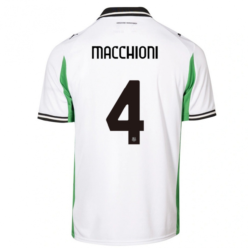 גברים כדורגל טומאסו מקיוני #4 לבן ירוק שחור הרחק ג'רזי 2025/26