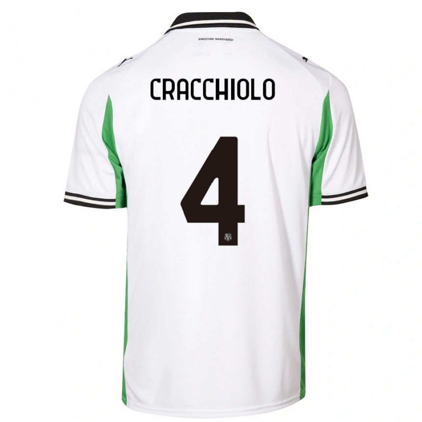 גברים כדורגל Leonardo Cracchiolo #4 לבן ירוק שחור הרחק ג'רזי 2025/26