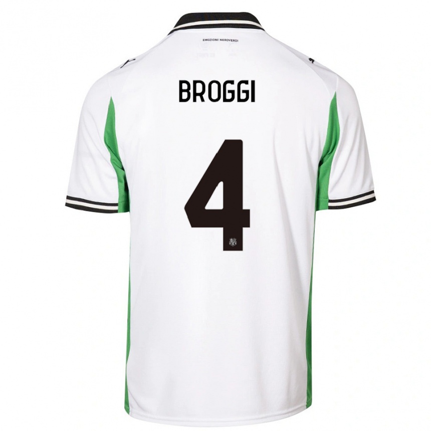 גברים כדורגל Nicola Broggi #4 לבן ירוק שחור הרחק ג'רזי 2025/26