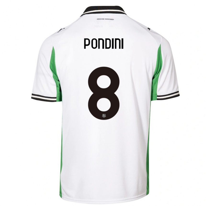 גברים כדורגל Giada Pondini #8 לבן ירוק שחור הרחק ג'רזי 2025/26
