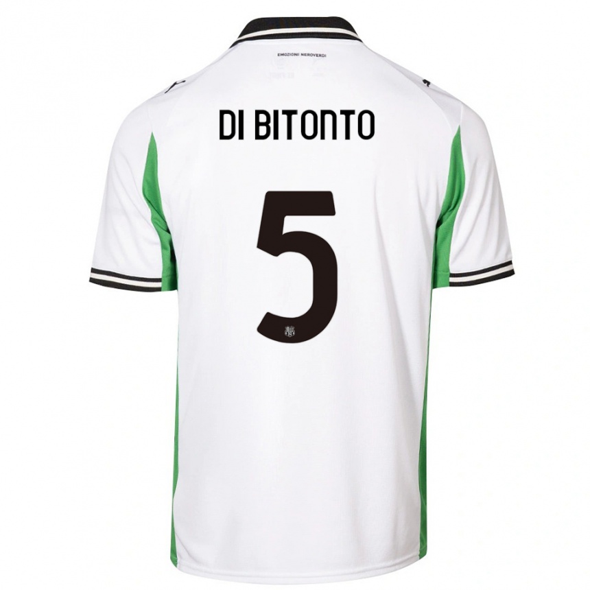 גברים כדורגל אלסנדרו די ביטונטו #5 לבן ירוק שחור הרחק ג'רזי 2025/26