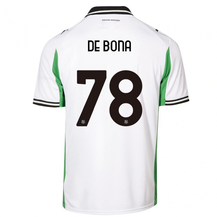 גברים כדורגל פרנצ'סקה דה בונה #78 לבן ירוק שחור הרחק ג'רזי 2025/26