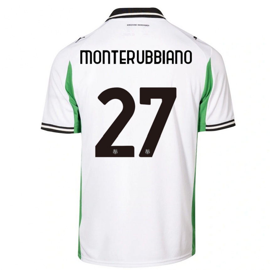 גברים כדורגל Valeria Monterubbiano #27 לבן ירוק שחור הרחק ג'רזי 2025/26 גברים כדורגל Valeria Monterubbiano #27 לבן ירוק שחור הרחק ג'רזי 2025/26