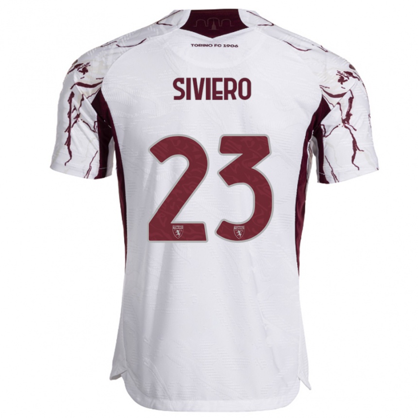 גברים כדורגל Lapo Siviero #23 לבן בורגונדי הרחק ג'רזי 2025/26