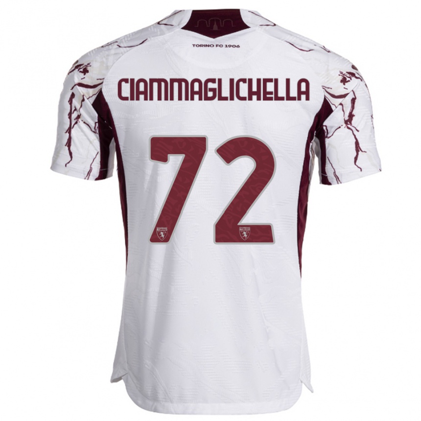 גברים כדורגל אהרון צ'ימגליצ'לה #72 לבן בורגונדי הרחק ג'רזי 2025/26