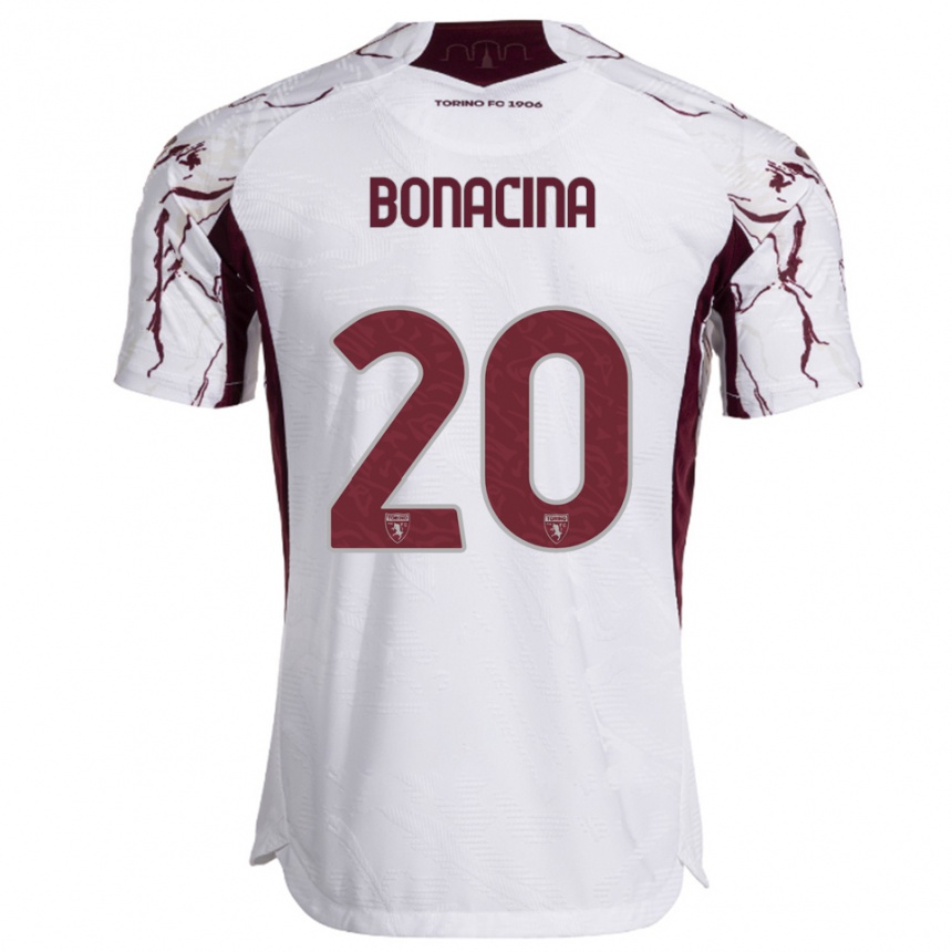 גברים כדורגל David Bonacina #20 לבן בורגונדי הרחק ג'רזי 2025/26