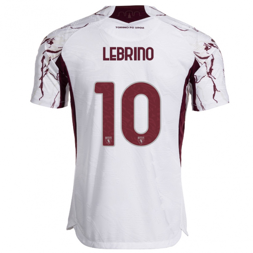 גברים כדורגל Danilo Lebrino #10 לבן בורגונדי הרחק ג'רזי 2025/26
