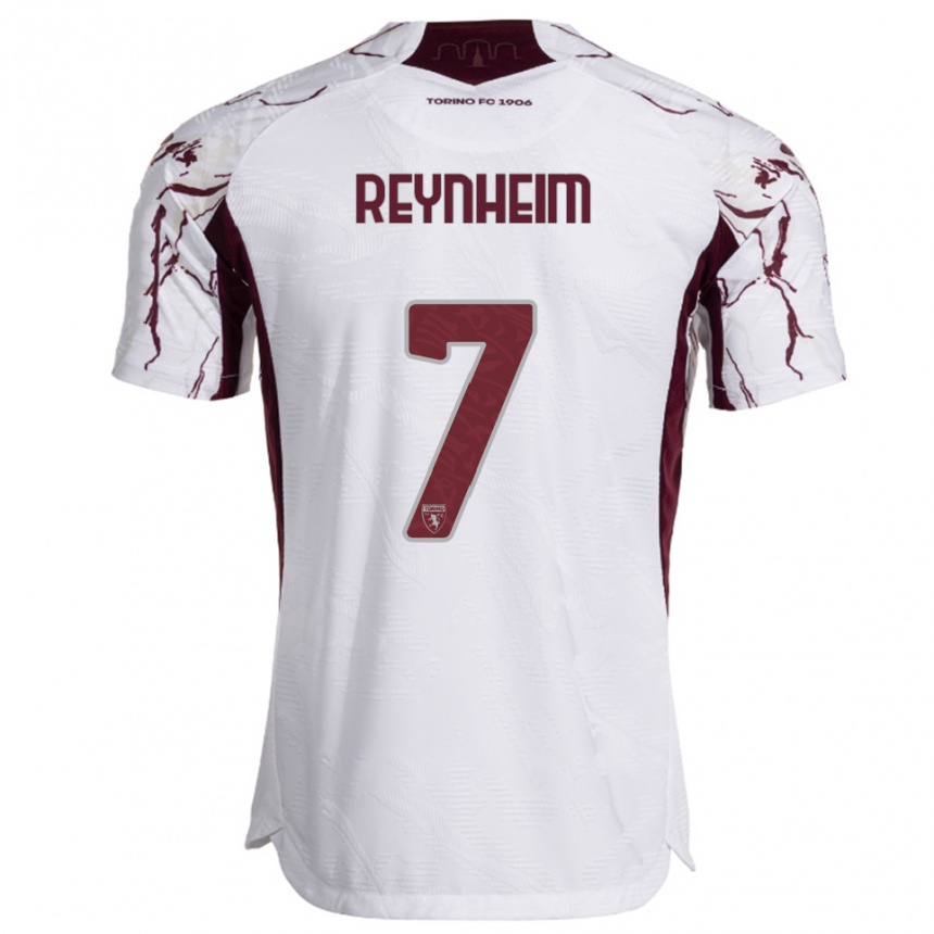 גברים כדורגל Dávid Reynheim #7 לבן בורגונדי הרחק ג'רזי 2025/26