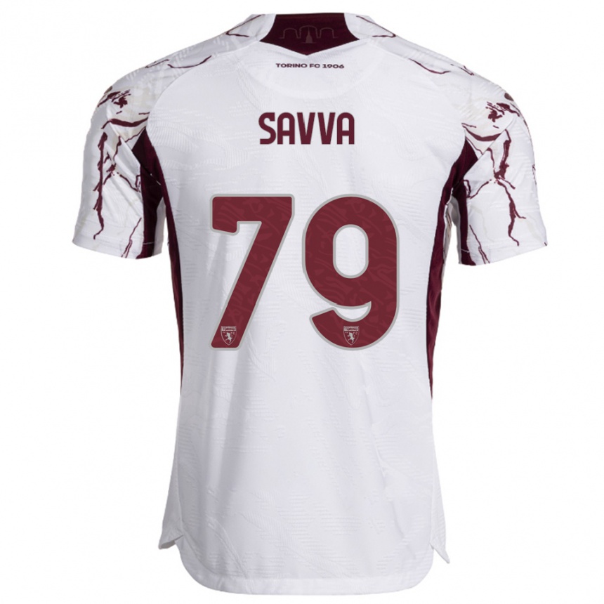גברים כדורגל זאנוס סאבה #79 לבן בורגונדי הרחק ג'רזי 2025/26