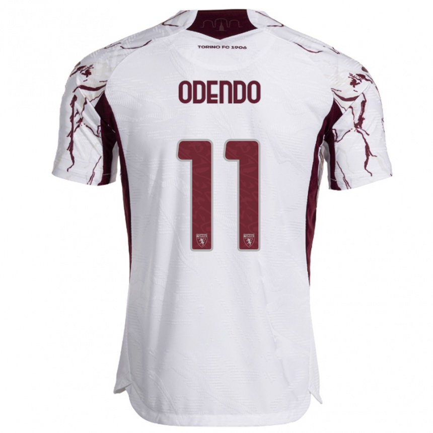 גברים כדורגל Patrick Odendo #11 לבן בורגונדי הרחק ג'רזי 2025/26
