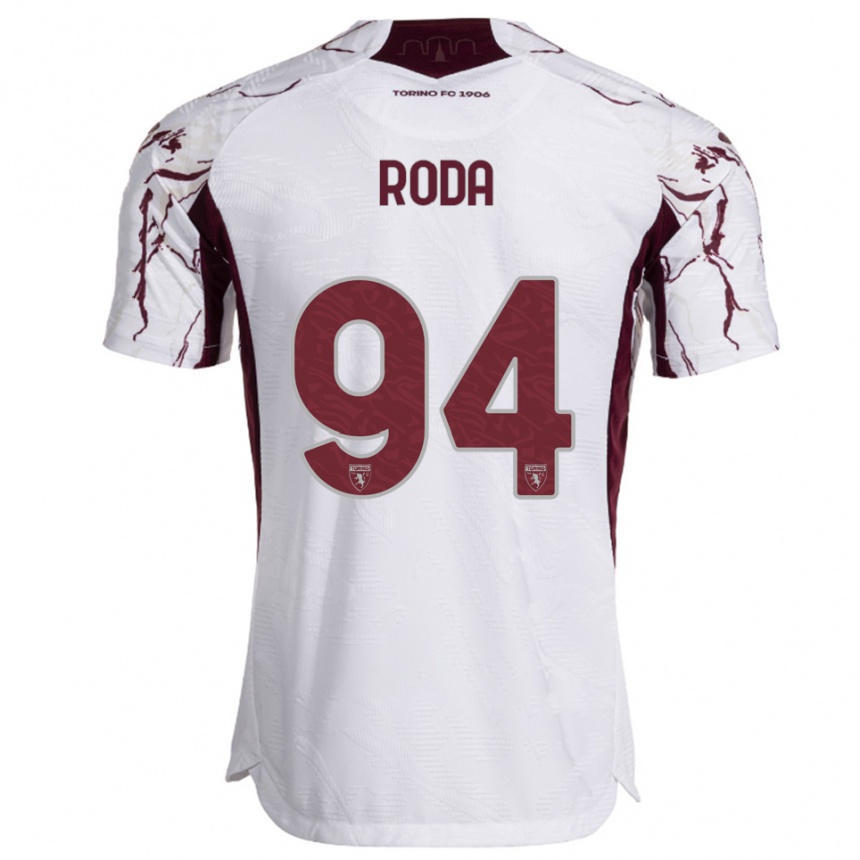גברים כדורגל Alex Roda #94 לבן בורגונדי הרחק ג'רזי 2025/26
