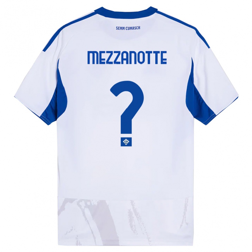 גברים כדורגל Davide Mezzanotte #0 לבן כחול הרחק ג'רזי 2025/26