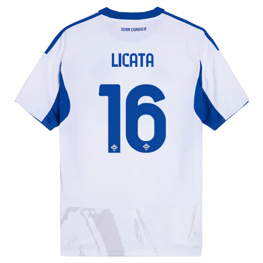 גברים כדורגל Alessandro Licata #16 לבן כחול הרחק ג'רזי 2025/26