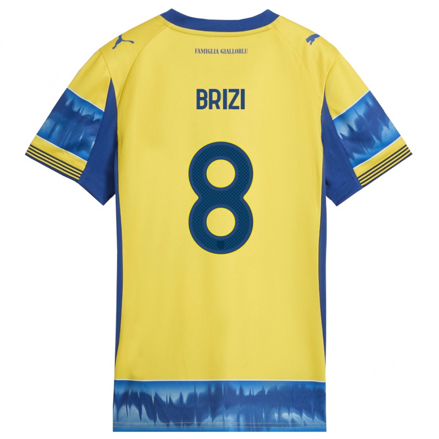 גברים כדורגל Andrea Brizi #8 צהוב כחול הרחק ג'רזי 2025/26
