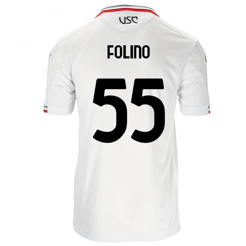גברים כדורגל Francesco Folino #55 לבן אדום הרחק ג'רזי 2025/26