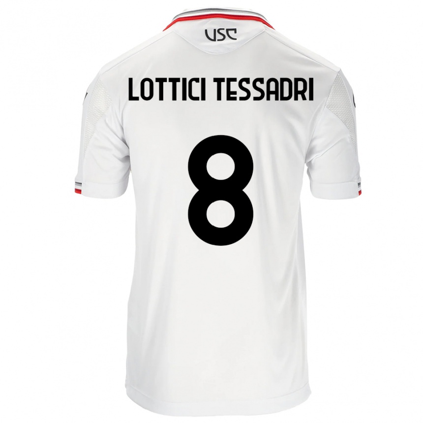 גברים כדורגל Simone Lottici Tessadri #8 לבן אדום הרחק ג'רזי 2025/26