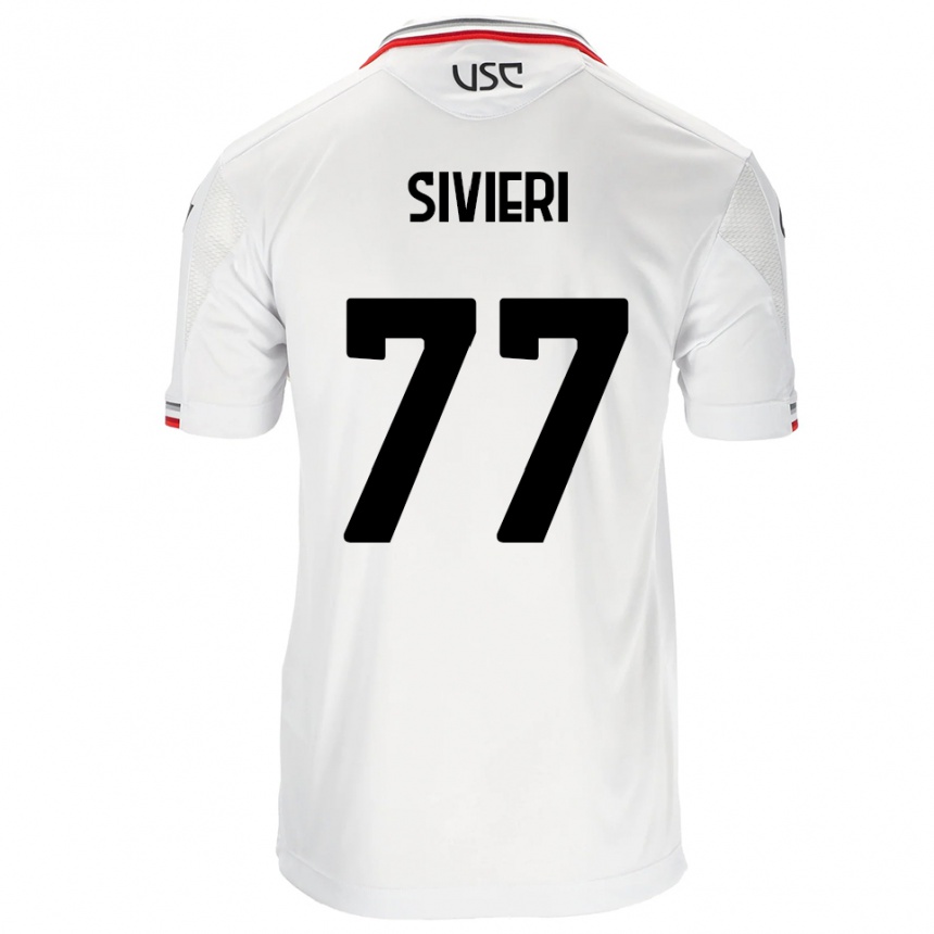 גברים כדורגל Lorenzo Sivieri #77 לבן אדום הרחק ג'רזי 2025/26