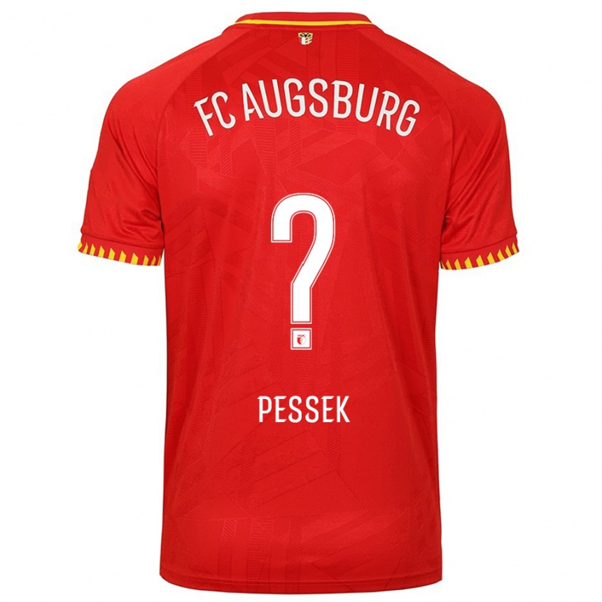 גברים כדורגל Luca Pessek #0 אדום צהוב הרחק ג'רזי 2025/26