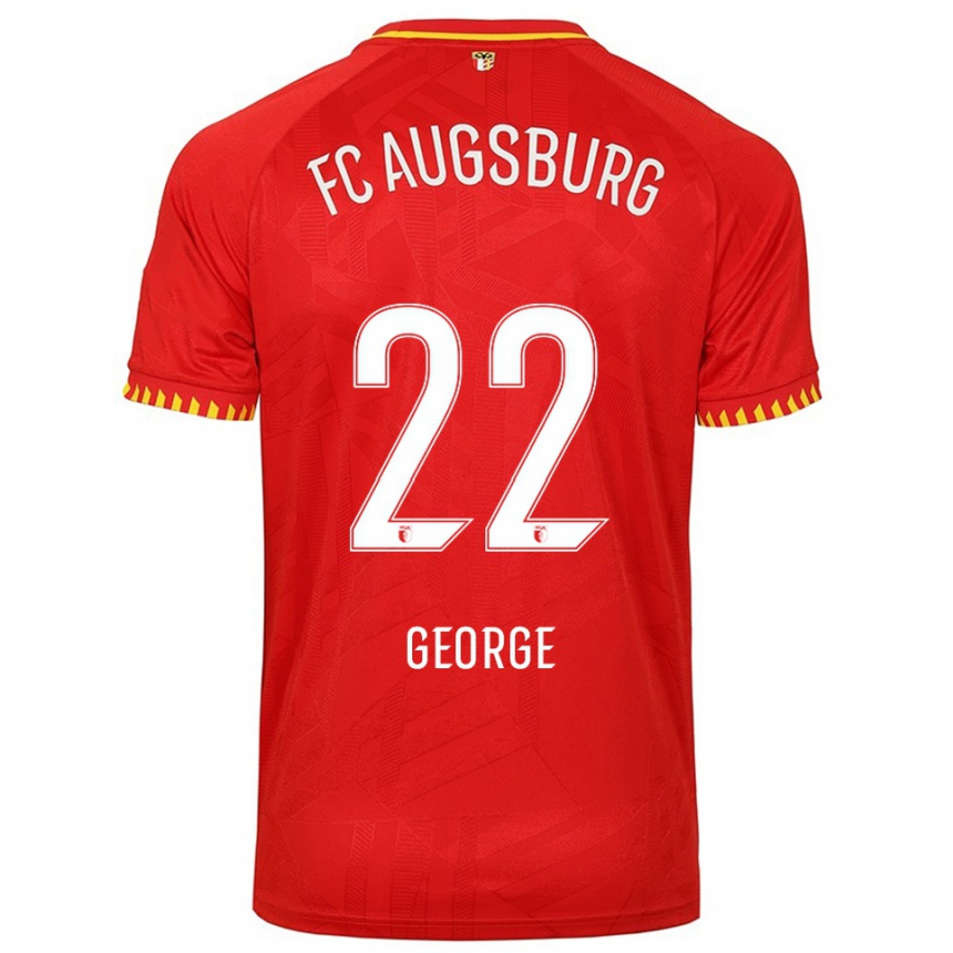 גברים כדורגל Noah George #22 אדום צהוב הרחק ג'רזי 2025/26