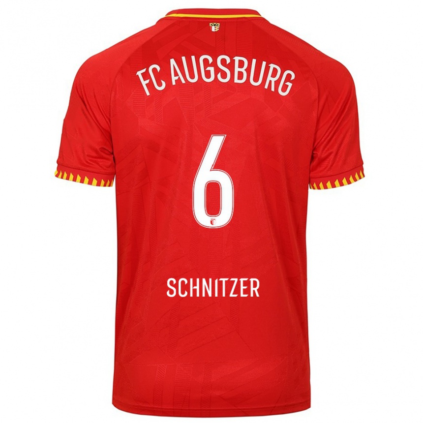 גברים כדורגל טים שניצר #6 אדום צהוב הרחק ג'רזי 2025/26 גברים כדורגל טים שניצר #6 אדום צהוב הרחק ג'רזי 2025/26