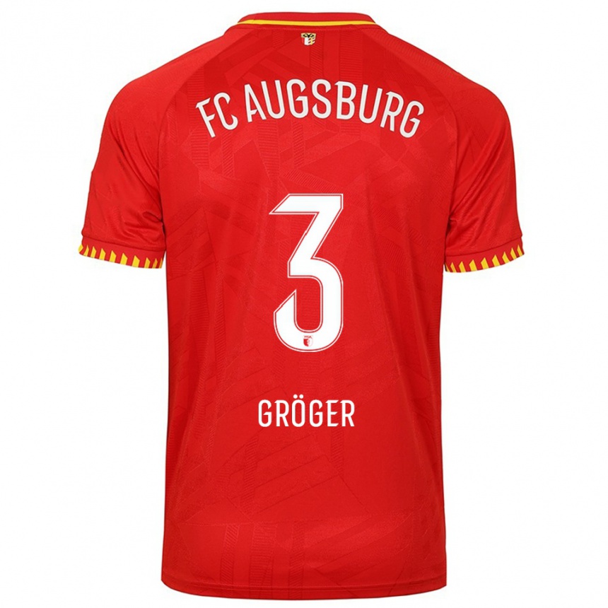 גברים כדורגל Elias Gröger #3 אדום צהוב הרחק ג'רזי 2025/26